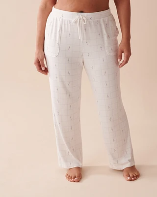 Pantalon de pyjama à carreaux et lavande en fibres recyclées