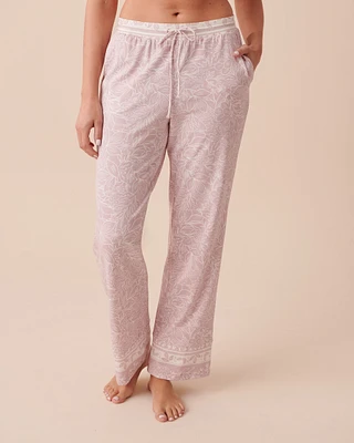 Pantalon jambe droite à fleurs