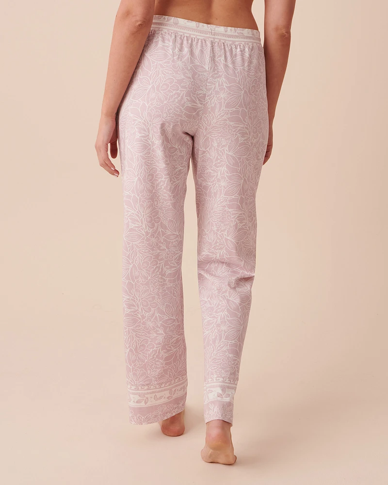 Pantalon jambe droite à fleurs