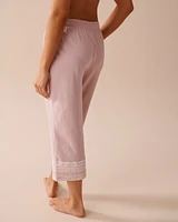 Floral Trim Straight Leg Capris