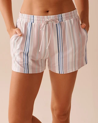Short de pyjama ultra doux à rayures pastel