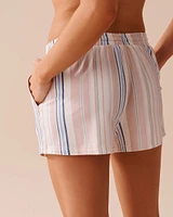 Short de pyjama ultra doux à rayures pastel