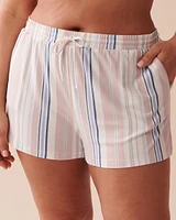 Short de pyjama ultra doux à rayures pastel