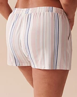 Short de pyjama ultra doux à rayures pastel