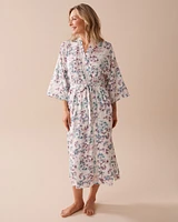 Bucolic Print Super Soft Lace Details Kimono