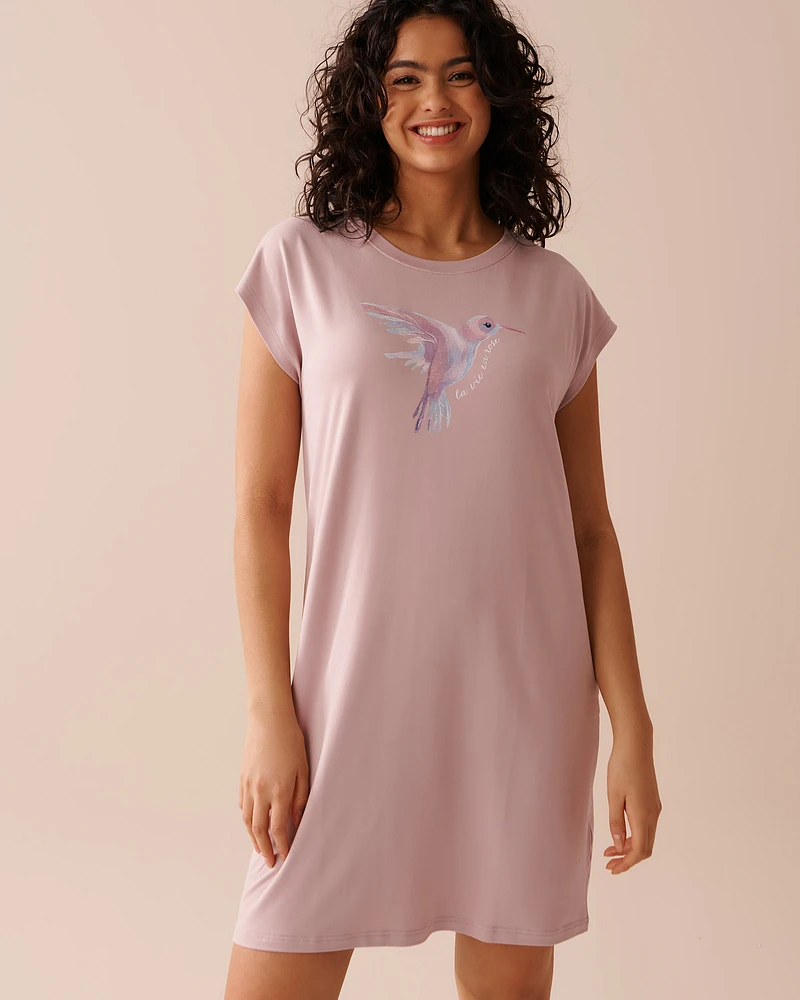 Chemise de nuit ultra douce à imprimé colibri