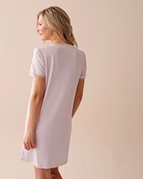 Chemise de nuit manches courtes ultra douce à imprimé café et lavande