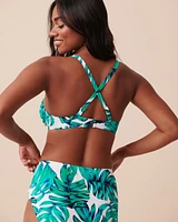 PALM LEAVES Recycled Fibers Plunge Bikini Top