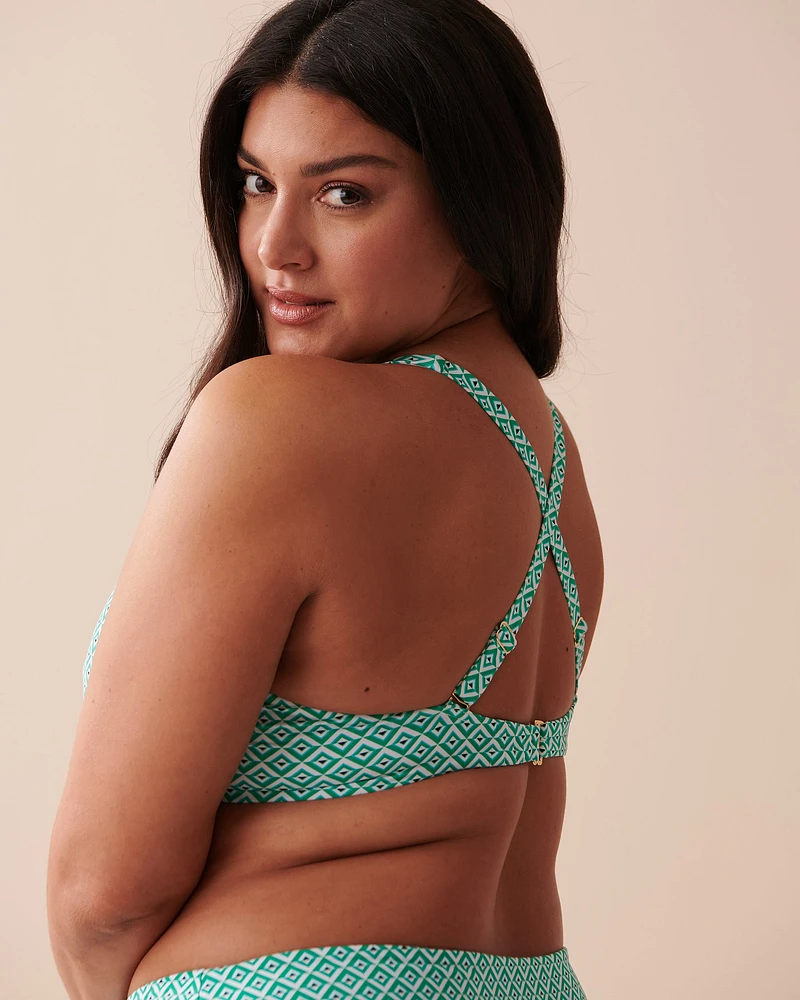 Haut de bikini plongeant GREEN TILE