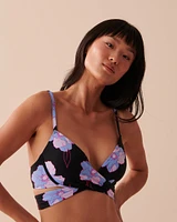 NEON FLOWERS Push-up Plunge Bikini Top