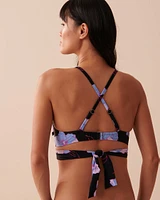 NEON FLOWERS Push-up Plunge Bikini Top