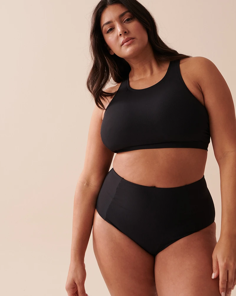 Bas de bikini taille haute texturé