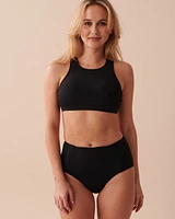 Bas de bikini taille haute texturé