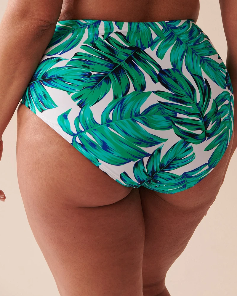 PALM LEAVES Recycled Fibers Draped High Waist Bikini Bottom