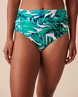 PALM LEAVES Recycled Fibers Draped High Waist Bikini Bottom