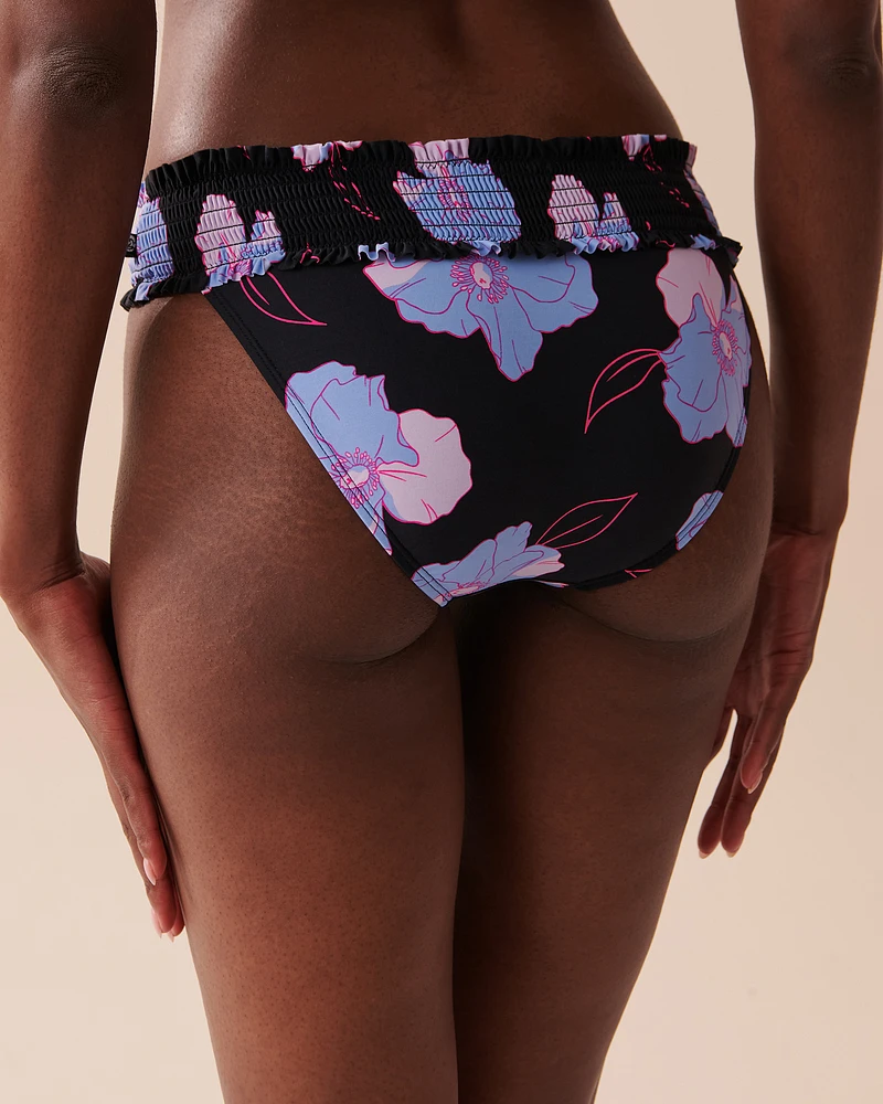 Bas de bikini bande taille texturée NEON FLOWERS