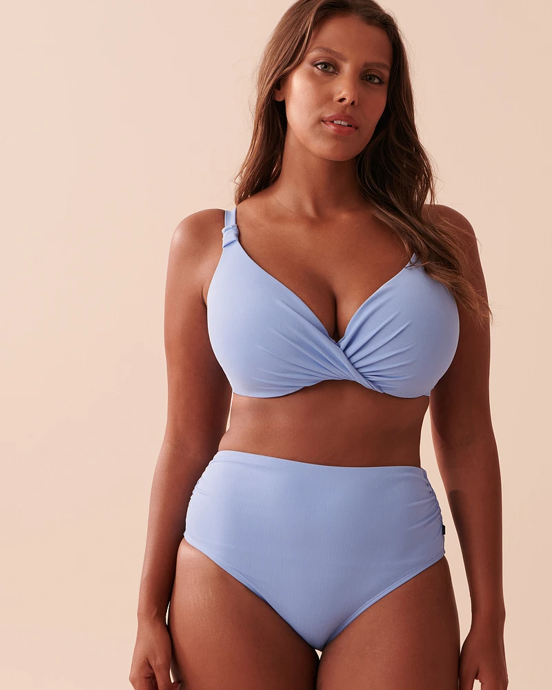 Bas de bikini taille haute plissé textur