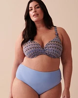 Bas de bikini taille haute plissé textur