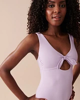 Maillot une-pièce découpe à l'avant texturé PASTEL