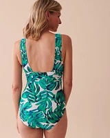 Maillot une-pièce en fibres recyclées PALM LEAVES