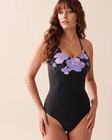 NEON FLOWERS V-neck One-piece Swimsuit