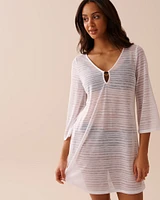 3/4 Sleeve Shadow Stripe Tunic