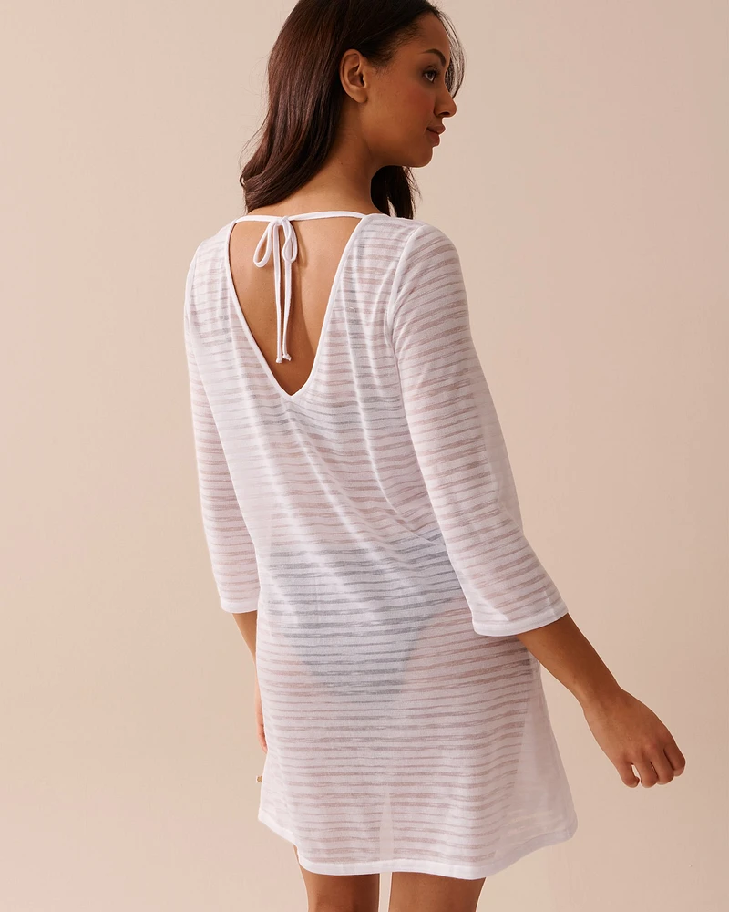 3/4 Sleeve Shadow Stripe Tunic