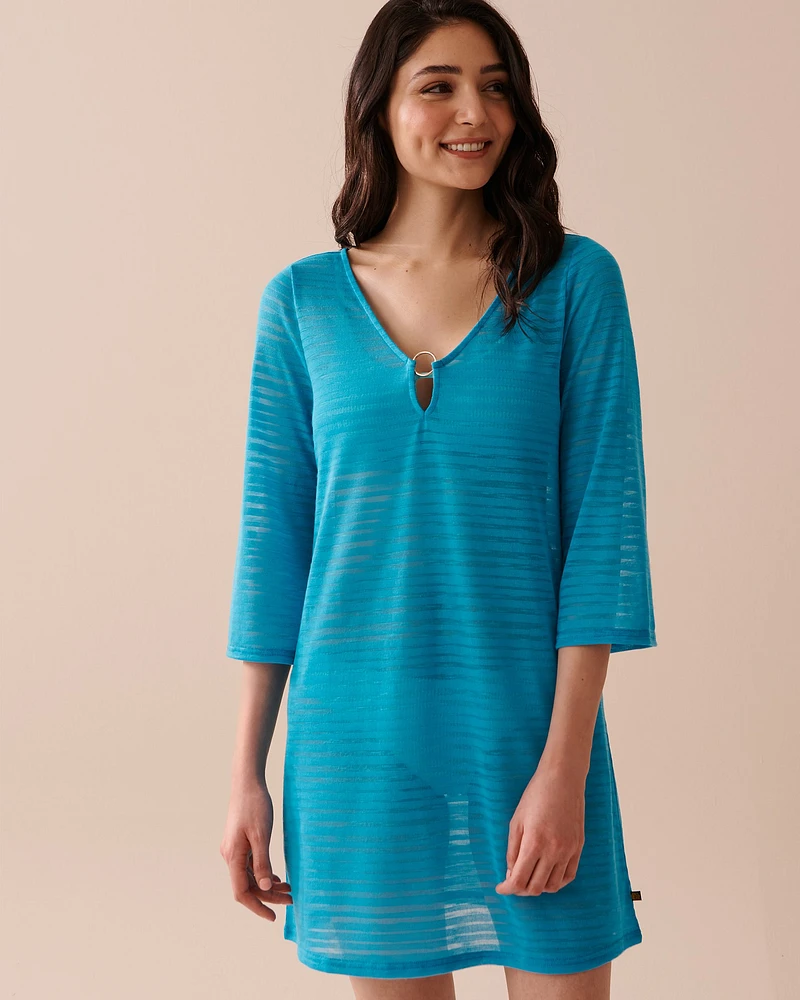 3/4 Sleeve Shadow Stripe Tunic