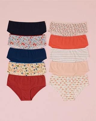 10-Pack Cotton Hiphugger Panty