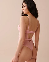Embroidered Mesh Thong Teddy