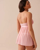 Babydoll plongeant en dentelle et résille