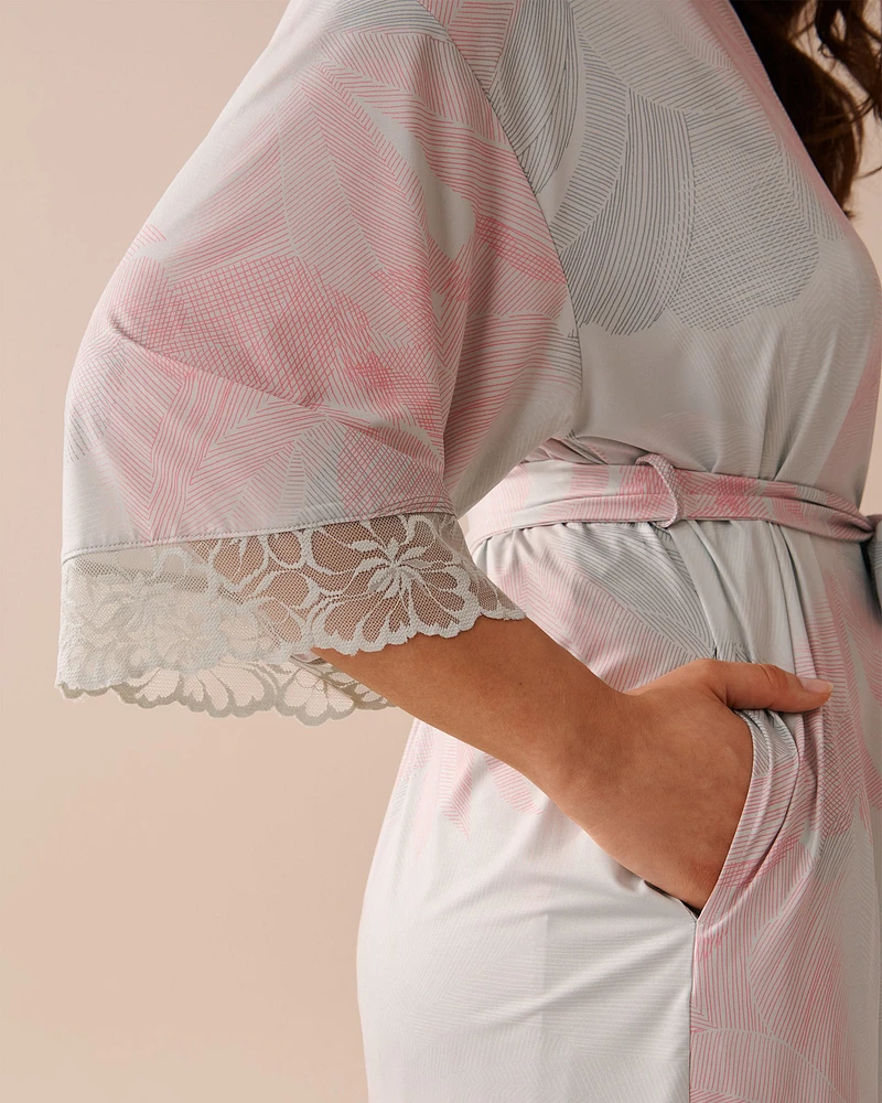 Kimono bordure de dentelle en fibres recyclées