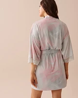 Kimono bordure de dentelle en fibres recyclées