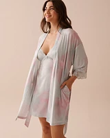 Kimono bordure de dentelle en fibres recyclées