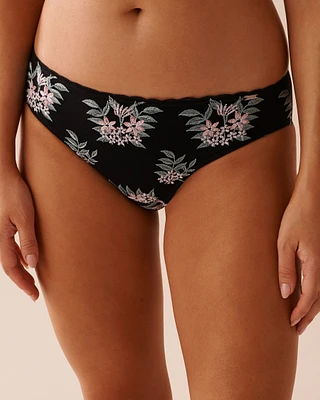 Culotte bikini microfibre et résille dos lisse