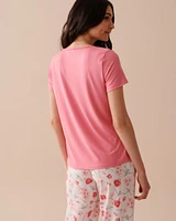 T-shirt ultra doux à fleurs roses