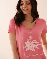 T-shirt ultra doux à fleurs roses