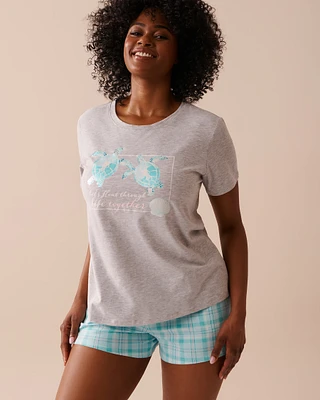T-shirt col rond à imprimé tortue