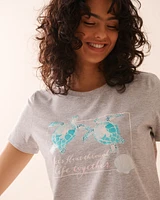 T-shirt col rond à imprimé tortue