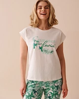 Cotton Crew Neck T-shirt with Cap Sleeves
