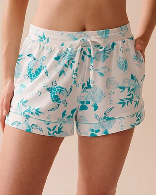 Short ultra doux à imprimé tortue