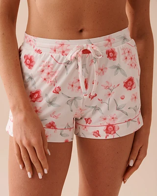 Short ultra doux à fleurs roses