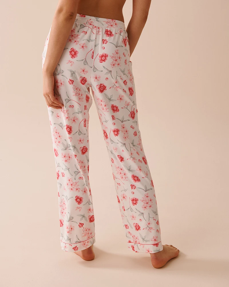 Pantalon ultra doux à fleurs roses