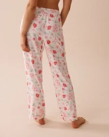 Pantalon ultra doux à fleurs roses