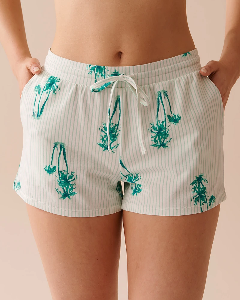 Short de pyjama en coton à imprimé palmier