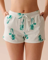 Short de pyjama en coton à imprimé palmier