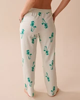 Pantalon de pyjama en coton à imprimé palmier