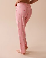 Pantalon de pyjama en coton à fleurs roses