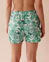 Tropical Print Cotton Pajama Shorts