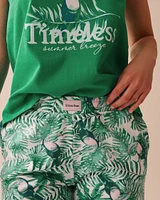 Tropical Print Cotton Pajama Shorts